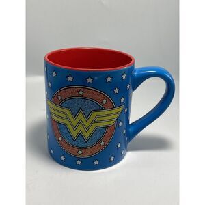 DC Comics Wonder Woman Glitter Logo Star Blue‎ Coffee Mug